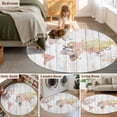 thumbnail image 5 of Round Area Rug 6 Ft, World Map Washable Non-Slip Circle Carpet for Living Room/Bedroom, Farmhouse Abstract Illustration Wooden Grain Low-Profile Indoor Mats Collection Rugs for Residential, 5 of 7