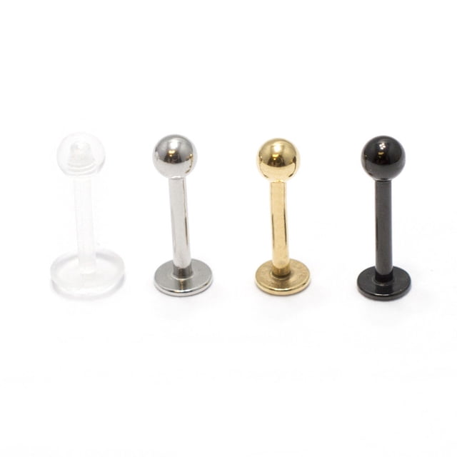 Labret Monroe 2pcs 16G 8mm Anodized Surgical Steel + Clear Lip Retainer