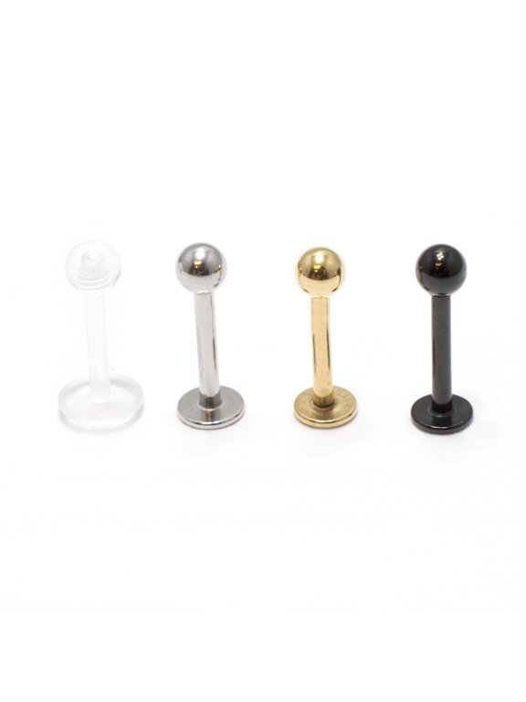 Labret Monroe 2pcs 16G 6mm Anodized Surgical Steel + Clear Lip Retainer
