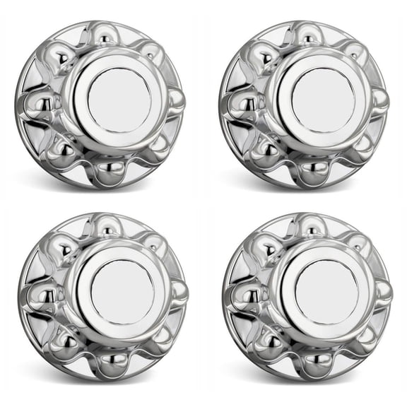 Set of 4 Chrome Plated ABS Plastic Hub Covers for 16 Inch Trailer Wheels, Snap-On Center Cap Fits Eight 13/16 Inch Lug Nuts 6.5 Inch Bolt Circle Silver