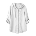 thumbnail image 5 of Cmfcve Gauze Hoodie Shirts for Women Sun Protection Beach Cover Ups Lightweight Long Sleeve Button Down Blouses, 5 of 9
