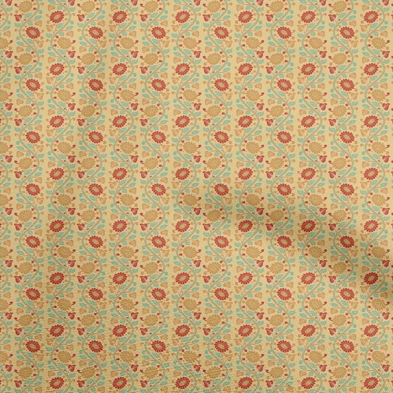 oneOone Cotton Jersey Mustard Yellow Fabric Floral Sewing Craft Projects Fabric Prints By Yard 58 Inch Wide