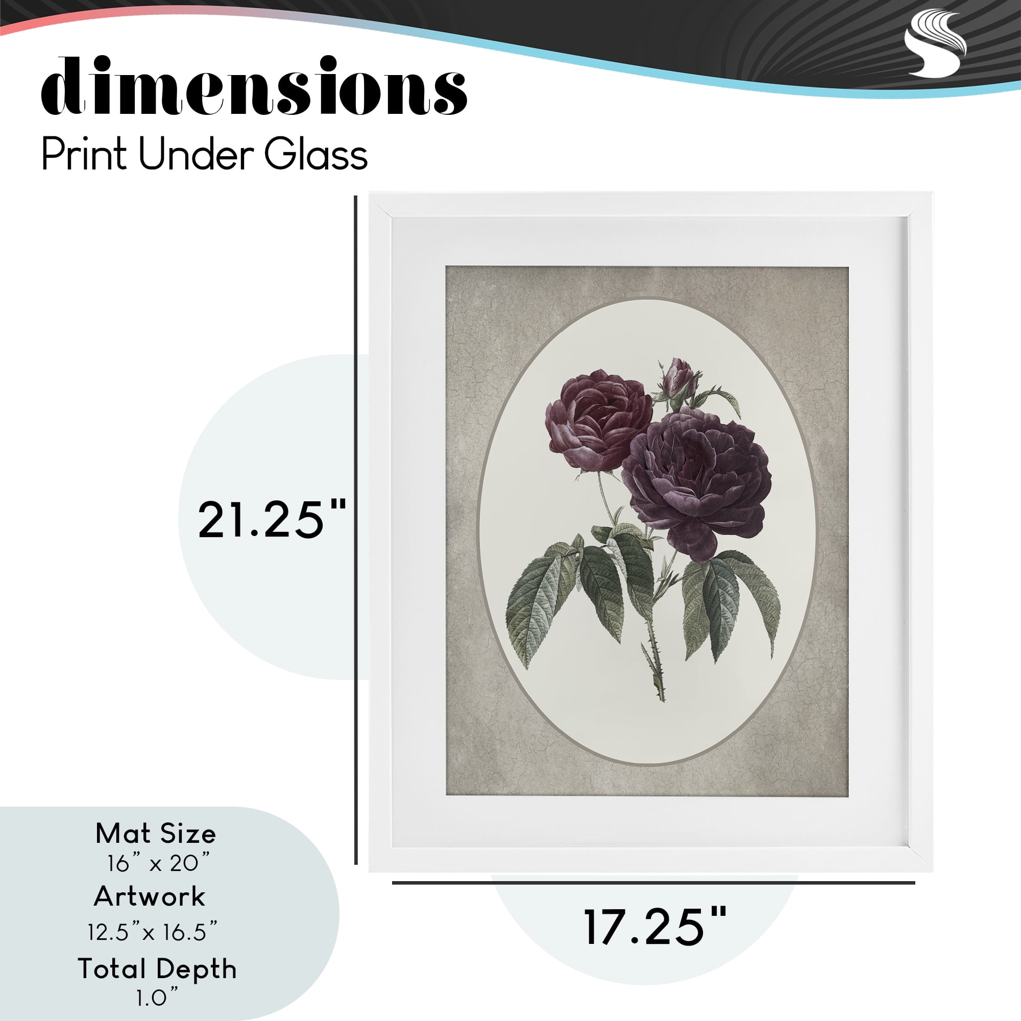 Vintage Blooms within Oval White Framed Print Under Glass, design by Lettered and Lined