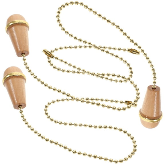 LEORX 3Pcs Ceiling Fan Pull Chain Extension with Wooden Knob Vintage Light Pull Cord for Home Decoration