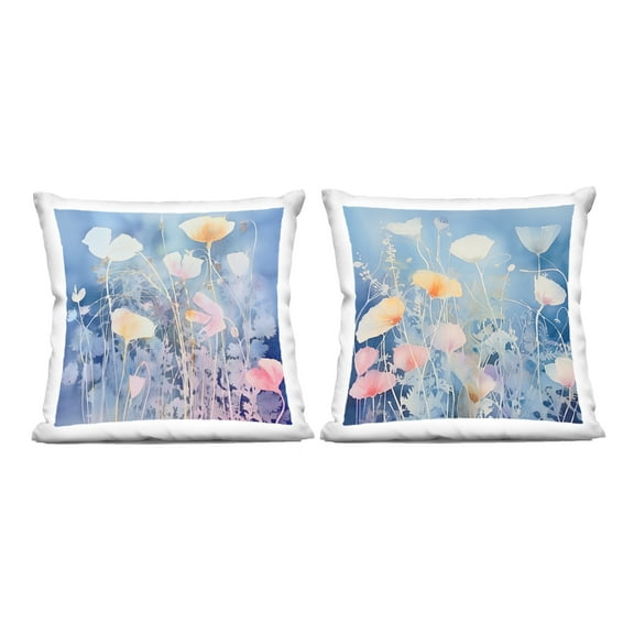 Stupell Industries Abstract Blue Flower Layers Decorative Printed Throw Pillow Design by Irena Orlov (Set of 2)