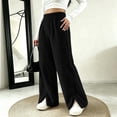 thumbnail image 6 of BRELIL Women's Wide Leg High Waisted Fleece Lined Sweatpants Casual Loungewear Long Pants Trousers Fall Winter Travel Outfits, Black L, 6 of 9