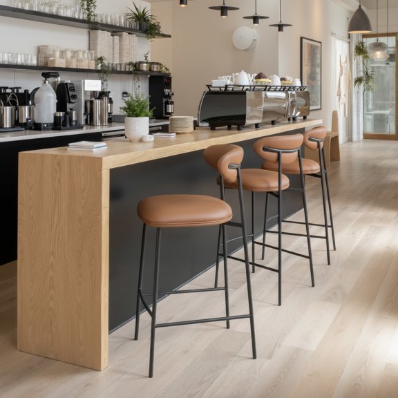 Rorun Barstool Brown Barstool, Modern Style, Plush and durable faux leather fabric, Plywood, Indoor Bar