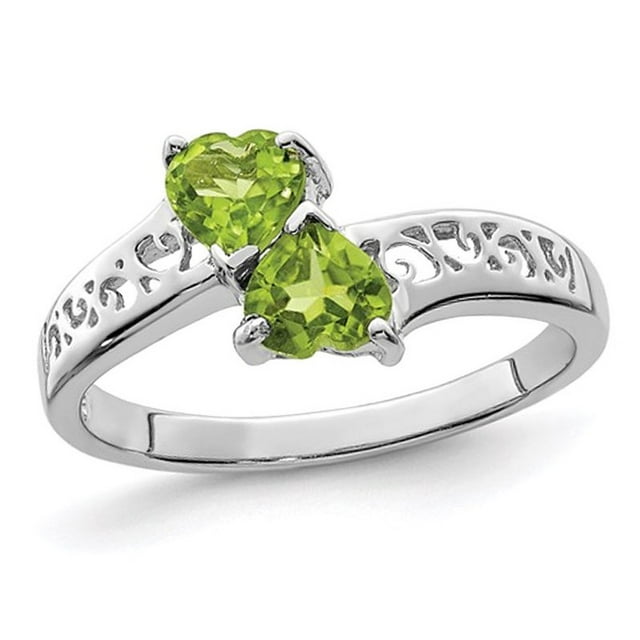 1.00 CARAT (CTW) Peridot Heart Promise Bague en argent sterling