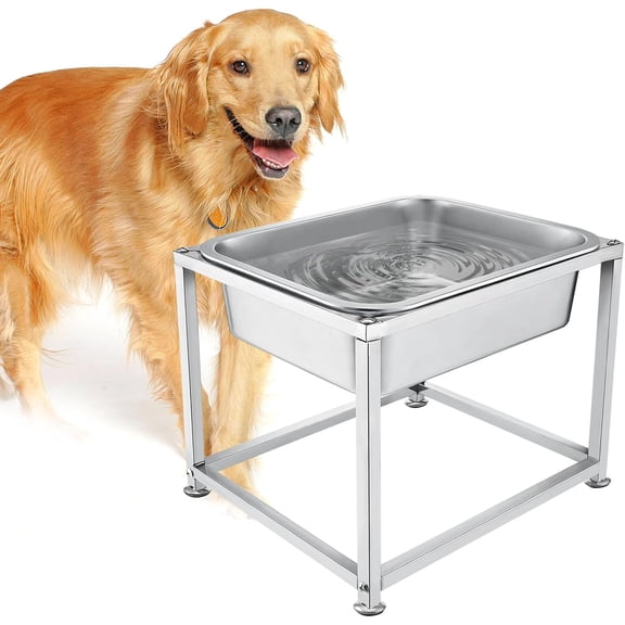 2 Gallon Elevated Dog Water Bowl with Stand, 11.5" Tall Stainless Steel Raised Dog Bowl for Large Dogs, Easy Clean & Assemble Water Feeder for Indoor Outdoor