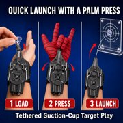 Tigozz Web Shooter Wrist Toy for Kids, USB Rechargeable Rope Launcher with Suction Cup, Auto Reel, Glove and Accessories for Role Play, Black