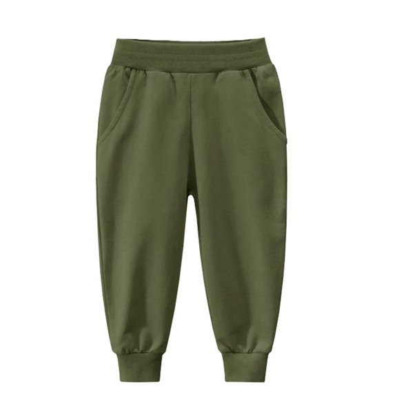 YIWULA Boys Sweatpants Drawstring High Waist Athletic Workout Pants Kids Solid Color Loose Jogger Pants with Pockets(AG,100)
