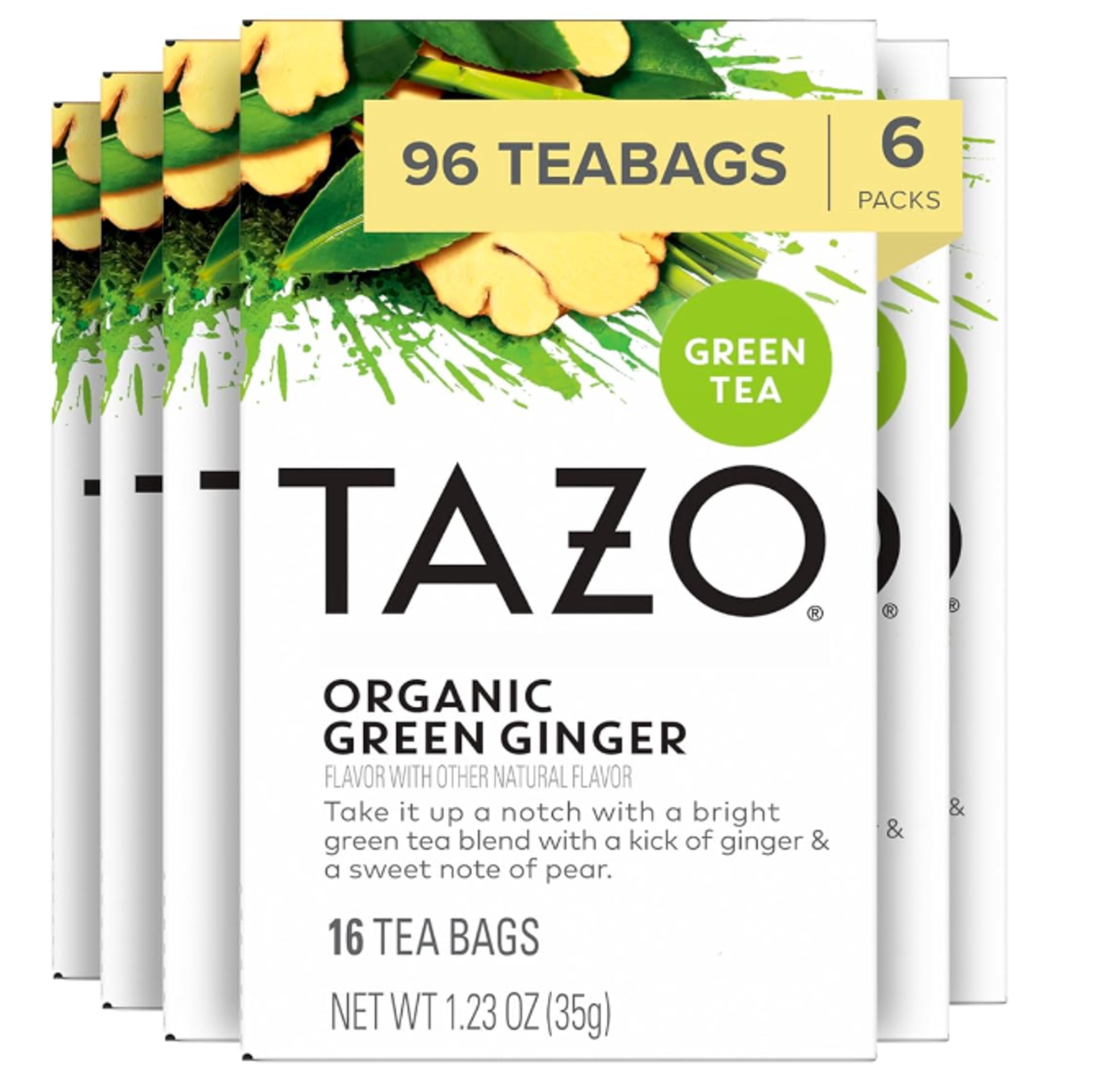 Tazo 10794522003560 1.23 oz. Tea Bags - Organic Green Ginger (96/Carton)