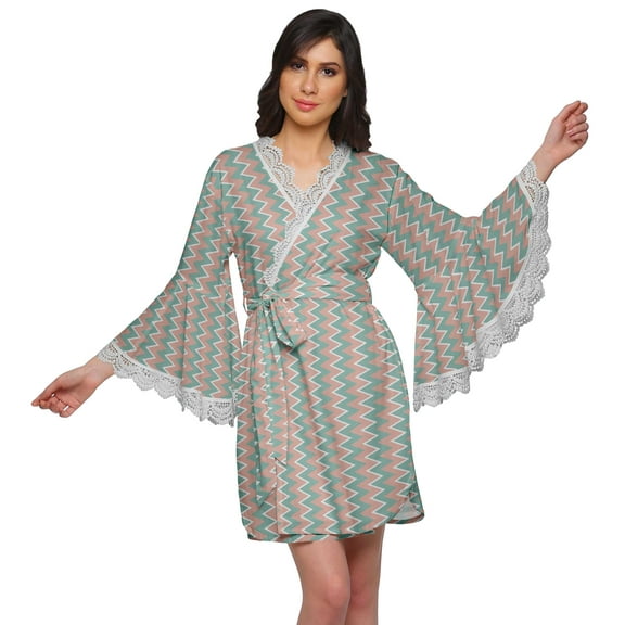 Moomaya Cotton Womens Robe Dressing Gown Printed Short Bridal Shower Robes