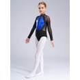thumbnail image 2 of YiZYiF Kids Girls Long Sleeve Metallic Shiny Ballet Dance Leotard Gymnastics Figure Skating Bodysuit Blue 14, 2 of 7