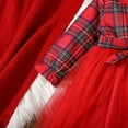 thumbnail image 6 of Tfken Christmas Dresses For Little Girls Child Crew Neck Long Sleeve Mesh Winter Plaid Print Red Dress Size 3-4 Years, 6 of 7