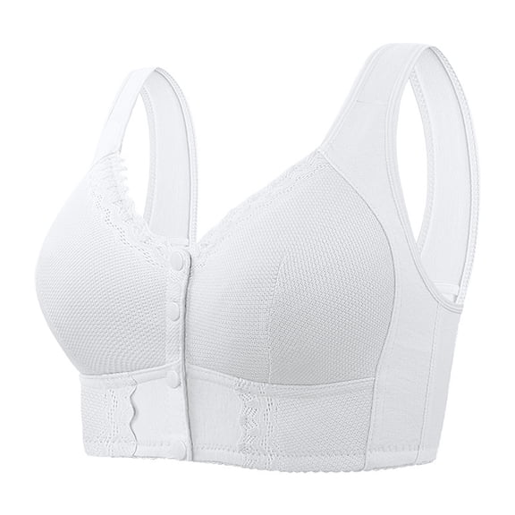 Wide Strap Front Bra for Elderly Women Supportive Push Up Comfortable Wireless Design Full Coverage Brassiere