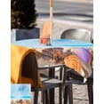 thumbnail image 5 of Fsddascl Blue Coastal Outdoor Tablecloth - 60x60 Inch Square Dining Table Cover, Nautical Seaside Shell Conch Starfish Waterproof Outdoor Table Cloth with Umbrella Hole & Zipper for Picnic/Patio, 5 of 7