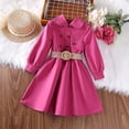 thumbnail image 2 of Diufon Spring Long Sleeve Dress for Kids Girl Solid Color Pleated Child Girls Rompers Skirt Dresses (4-5 Years, Red), 2 of 9