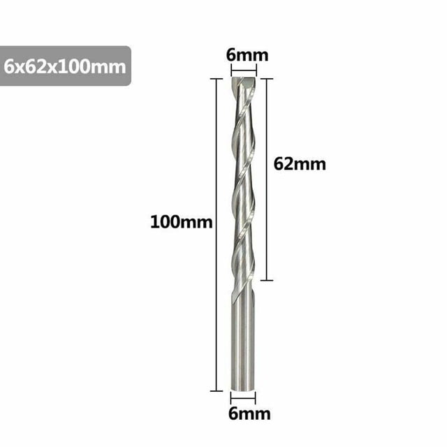 Flat End Mill 6Mm Shank 2 Flute Spiral Milling Cutter Cnc Router Bit Wood Engrav