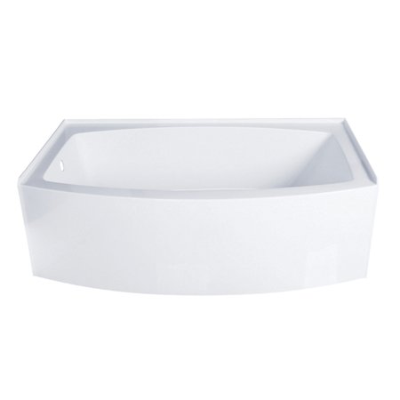 Aqua Eden VTDR663222L 66-Inch Acrylic Curved Apron 3-Wall Alcove Tub with Left Hand Drain, Glossy White
