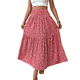 thumbnail image 3 of Falda Midi de Cintura Alta Elástica para Mujer, Informal, de Verano, , con Volantes, Estampado Floral, Corte A. Cártamo M, 3 of 8