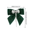 thumbnail image 2 of INSPIRE CHIC Women's Velvet Faux Pearl Rhinestone Bow Brooch for Retro Elegant Green One Size, 2 of 5