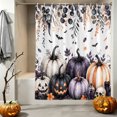 thumbnail image 2 of Shower Curtains for Bathroom-60"x72",Halloween Horror Pumpkin Waterproof Bath Curtain Grommet Shower Curtain Set with Hooks, 2 of 9