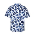 thumbnail image 3 of Balery Blue Ink Flowers Print Men's Hawaiian Shirts Short Sleeve Beach Shirt Relaxed Fit Vacation Button Down Shirts-3X-Large, 3 of 9