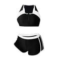 thumbnail image 4 of Athletic Two Piece Swimsuits for Women - Solid Color Block Boy Shorts Style, Stretchy Comfortable Suits for Swimming Fitness, 4 of 7