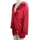 thumbnail image 3 of Vestido de escote en V profundo, ajustado, de moda, para mujer, de manga larga, con abertura, para fiesta, rosa, rojo, L, 3 of 15