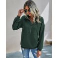 thumbnail image 4 of FUNING  Women's Casual Long Sleeve Lapel Zipper Sweatshirt Drawstring Loose Pullover Tops, 4 of 7