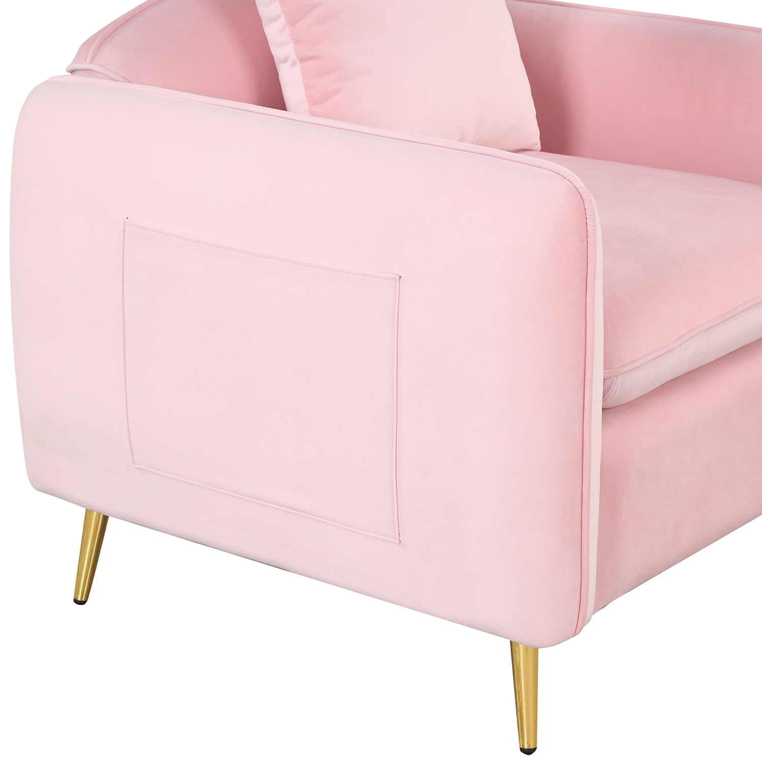 Kadyn 35.2" Modern Armchair, Single Sofa Chair with Ottoman Foot Rest and Pillow, Velvet Accent Chairs for Small Spaces Apartment Office, Pink Kadyn 35.2" Modern Armchair, Single Sofa Chair with Ottoman Foot Rest and Pillow, Velvet Accent Chairs for Small Spaces Apartment Office, Pink
