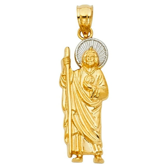Ioka-14K Two Tone Gold Jesus Religious Charm Pendant For Necklace or Chain
