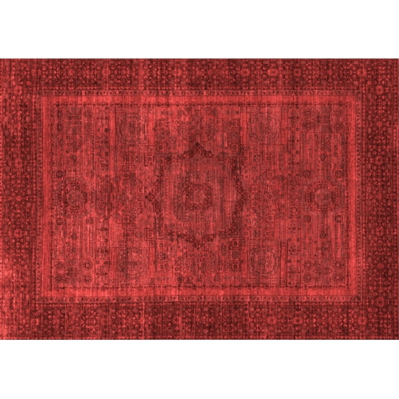 Ahgly Company Indoor Rectangle Abstract Red Modern Area Rugs, 5' x 8'