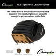 thumbnail image 6 of Champion Sports Catcher's Mitt - Synthetic Leather | Deep Pocket and Scoop Toe Design | Adjustable Wrist Strap Closure | Youth Size: 32" | Regular Fit, 6 of 6