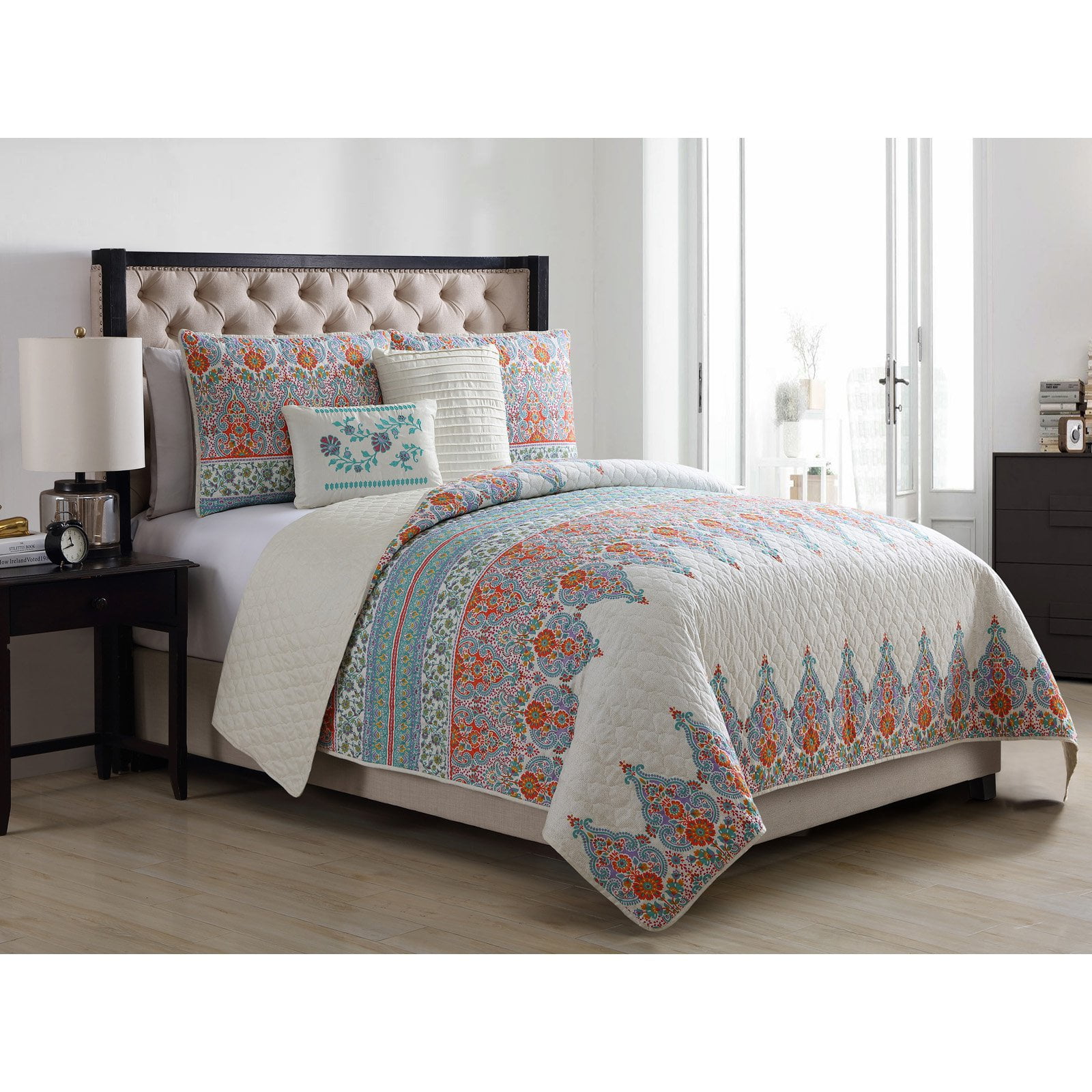 Vcny Home Global Inspired Andrea Reversible 4 5 Piece Bedding Quilt Vcny Home Global Inspired Andrea Reversible 4 5 Piece Bedding Quilt Set With Decorative Pillows Multiple Colors And Sizes Available Com