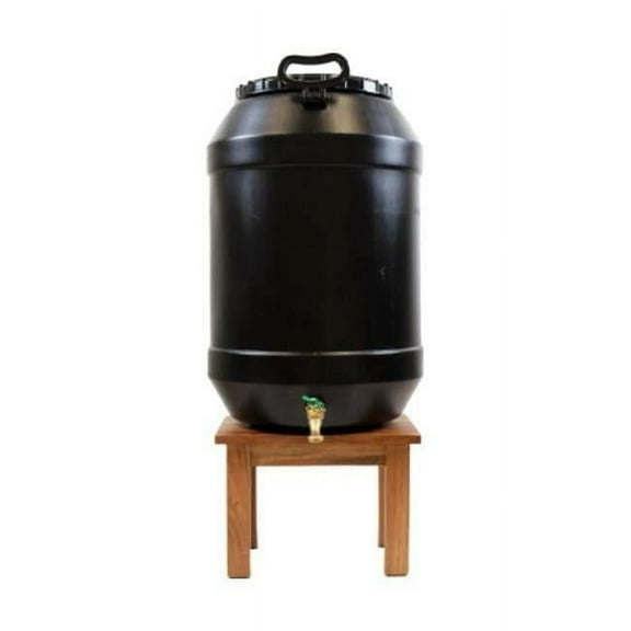 EPOCH Mini Rain Barrel 17-20 Gallons Black Plastic, Durable Garden Water Collector
