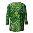 thumbnail image 5 of Ruimatai Women's St Patrick's Day Printed 3/4 Sleeve Round Neck Casual Top Comfortable Stretch Blouse for Daily Wear, 5 of 5