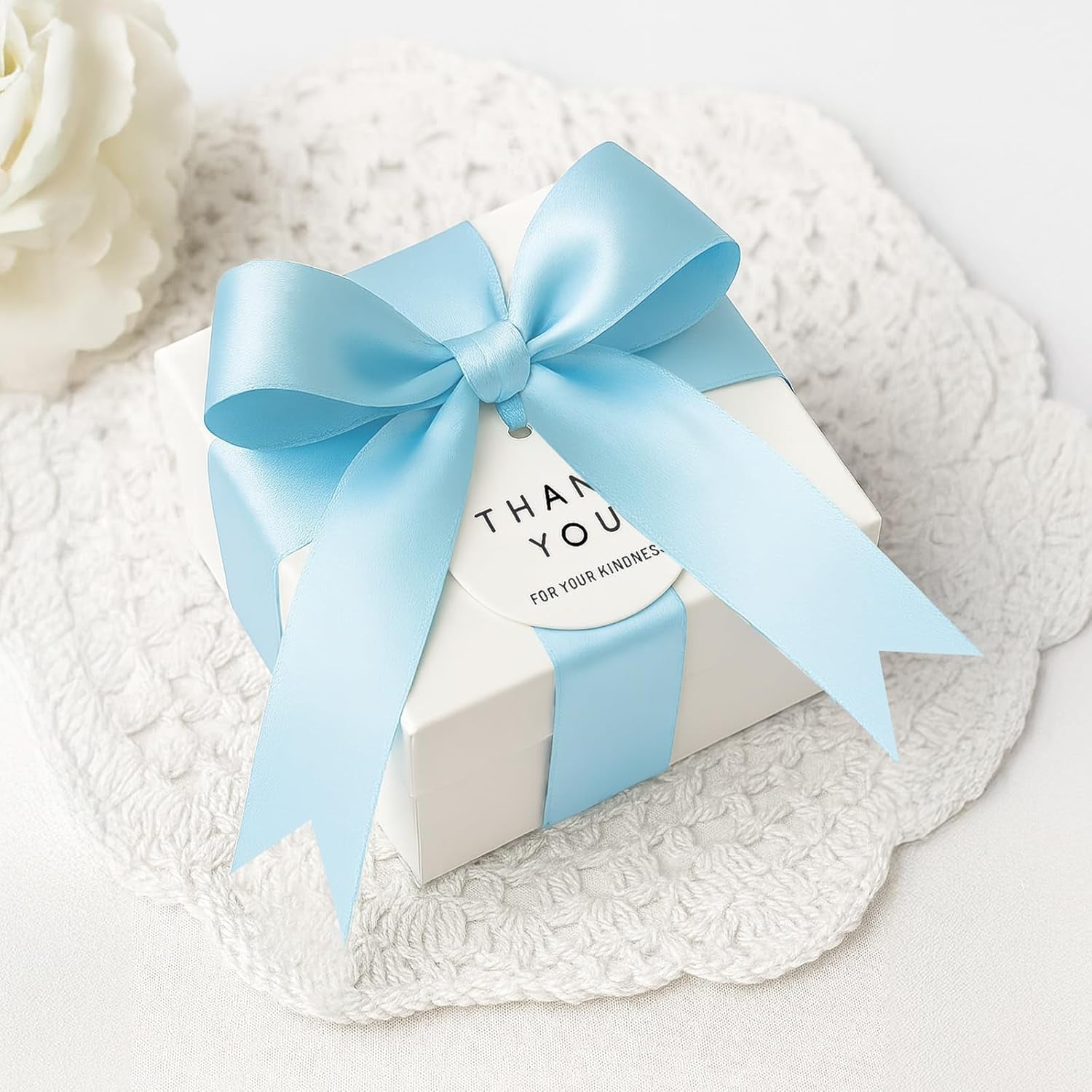 Baby Blue Satin Ribbon – 1 1/2'' x 100 Yards Polyester Light Blue Ribbon for Gift Wrapping, Baby Shower, Wedding, Party Decoration, DIY Crafts, Floral Bouquets and Wreath Bows