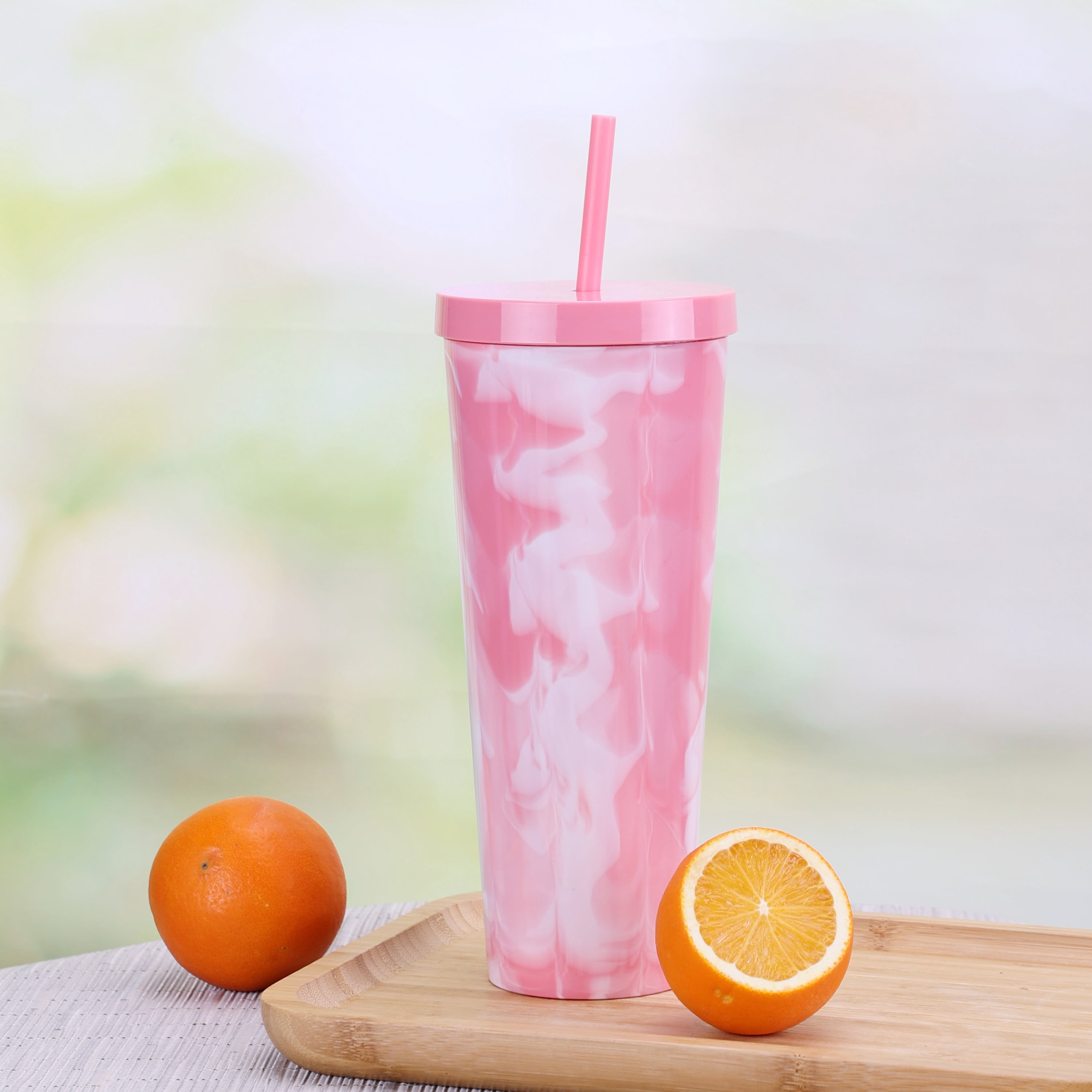 Mainstays 26-Ounce Plastic Swirl Tumbler, Pink