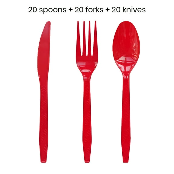 LAMIRO Plastic Forks Spoons Set Anti-slip Handle Tableware Set Disposable Tableware Forks: 60 Pcs/Set Food Grade High Temperature Resistant Smooth One Piece Molding Outdoor Camping BBQ Forks