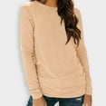 thumbnail image 2 of Lenpel Long Sleeve Shirts for Women Casual Crew Neck Solid Color Basic Tee Tops Trendy Spring Fall Outfits, 2 of 6