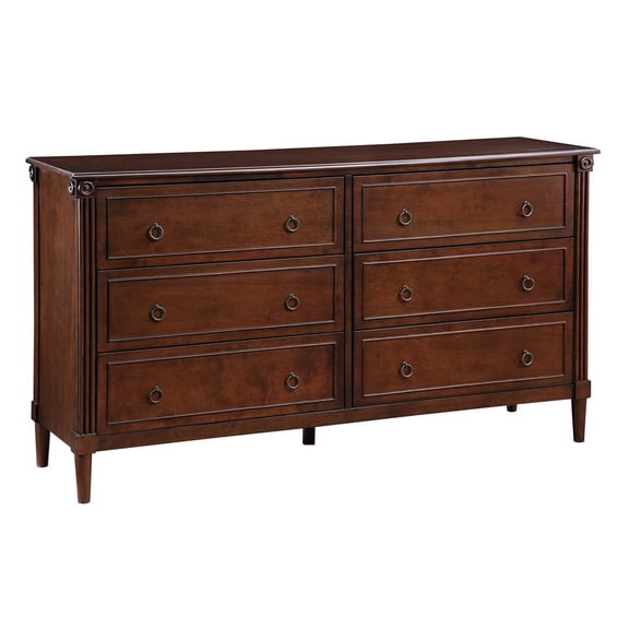 Furniture of America Birch Wood 6-Drawer Double Dresser in Espresso