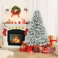 thumbnail image 3 of Costway 6 FT Pre-Lit Christmas Tree 3-Minute Quick Shape Flocked Decor with 300 LED Lights, 3 of 10