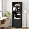 thumbnail image 3 of Qinaqin 71.4-inch wooden si x -layer bookshelf industrial style display storage rack farmhouse bookcase con doors, 3 of 7