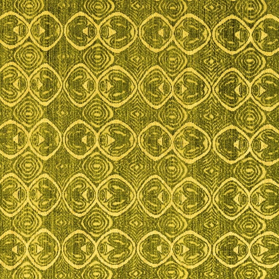 Ahgly Company Machine Washable Indoor Square Abstract Yellow Modern Area Rugs, 6' Square