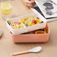 thumbnail image 4 of Lunch Box Keeps Food Hot Rectangular Four-Button Plastic Lunch Box Double-Layer Microwaveable Student Lunch Box Office Worker Portable Tableware Lunch Box Fit and Fresh Lunch Box, 4 of 4