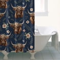thumbnail image 4 of Blue Highland Cow Flower Pattern Shower Curtain 36"x72" ,Bathroom Decorative Shower Curtains Set with 12 Hooks,Modern Waterproof Washable Shower Curtain, 4 of 6