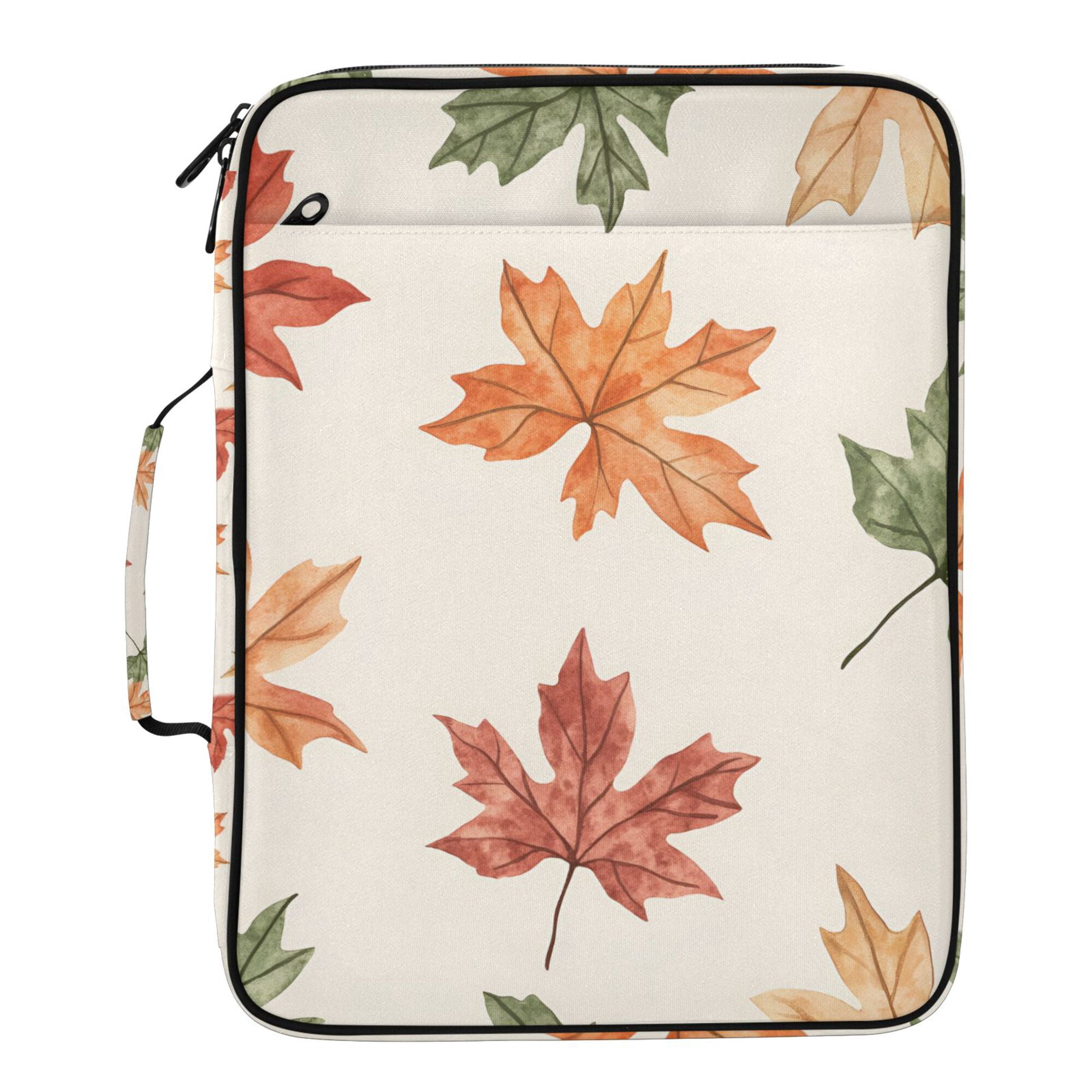 FORMRS Accordion File Folder A4 Size 7-Pocket Expanding Document Organizer Bag with 3 Ring Binder, Brown Autumn Leaves