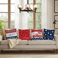 thumbnail image 6 of Set of 4 Patriotic Throw Pillow Covers 18x18 Velvet 4th of July Pillow Covers Memorial Day American Flag Red White Blue Cushion Covers Fourth of July Pillow Cases Home Outdoor Decorations (18), 6 of 6